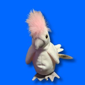 1998 Ty Beanie Babies Collection Kuku Cockatoo Bird - White Rare And Retired
